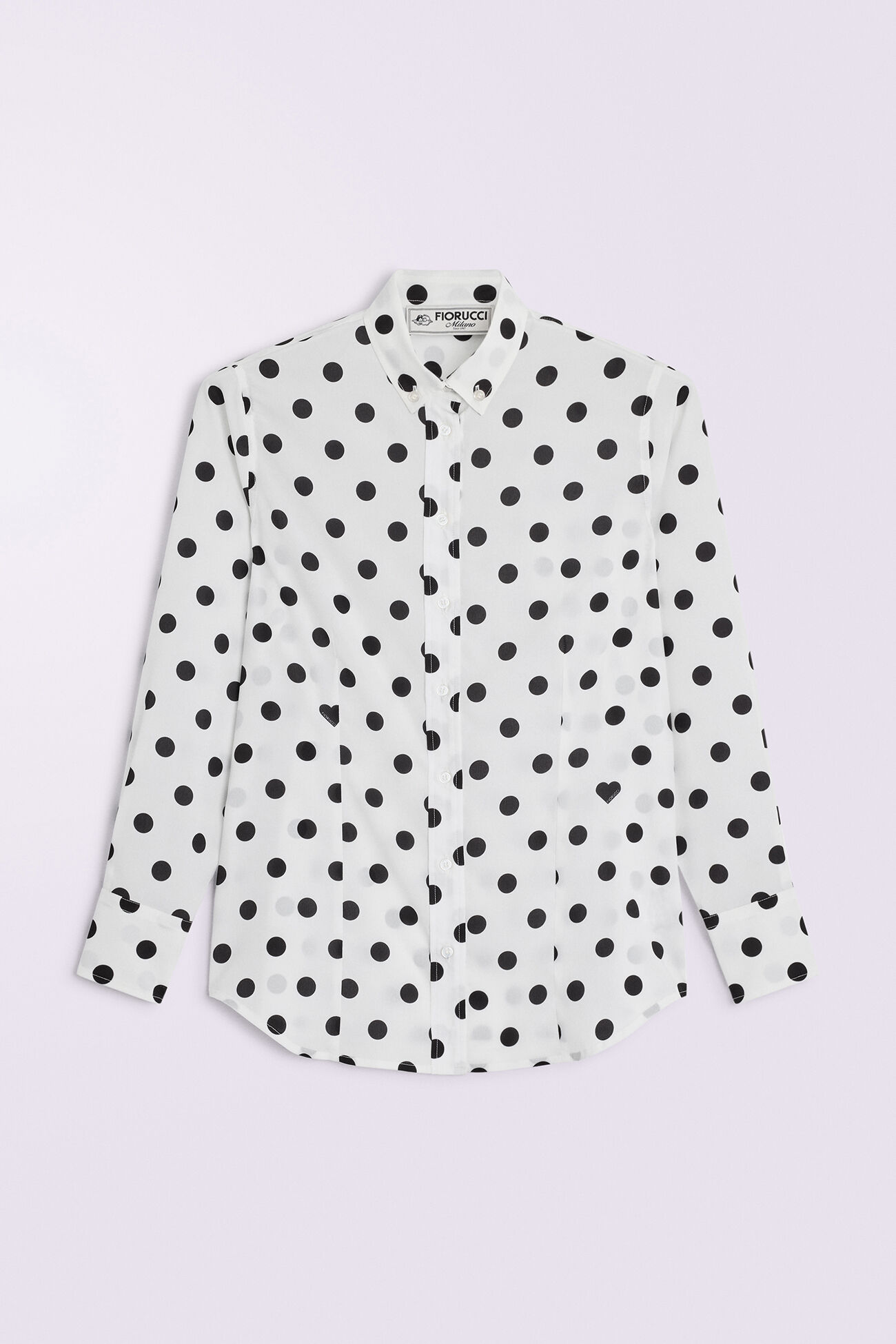 Polka Dot Crepe de Chine Shirt White